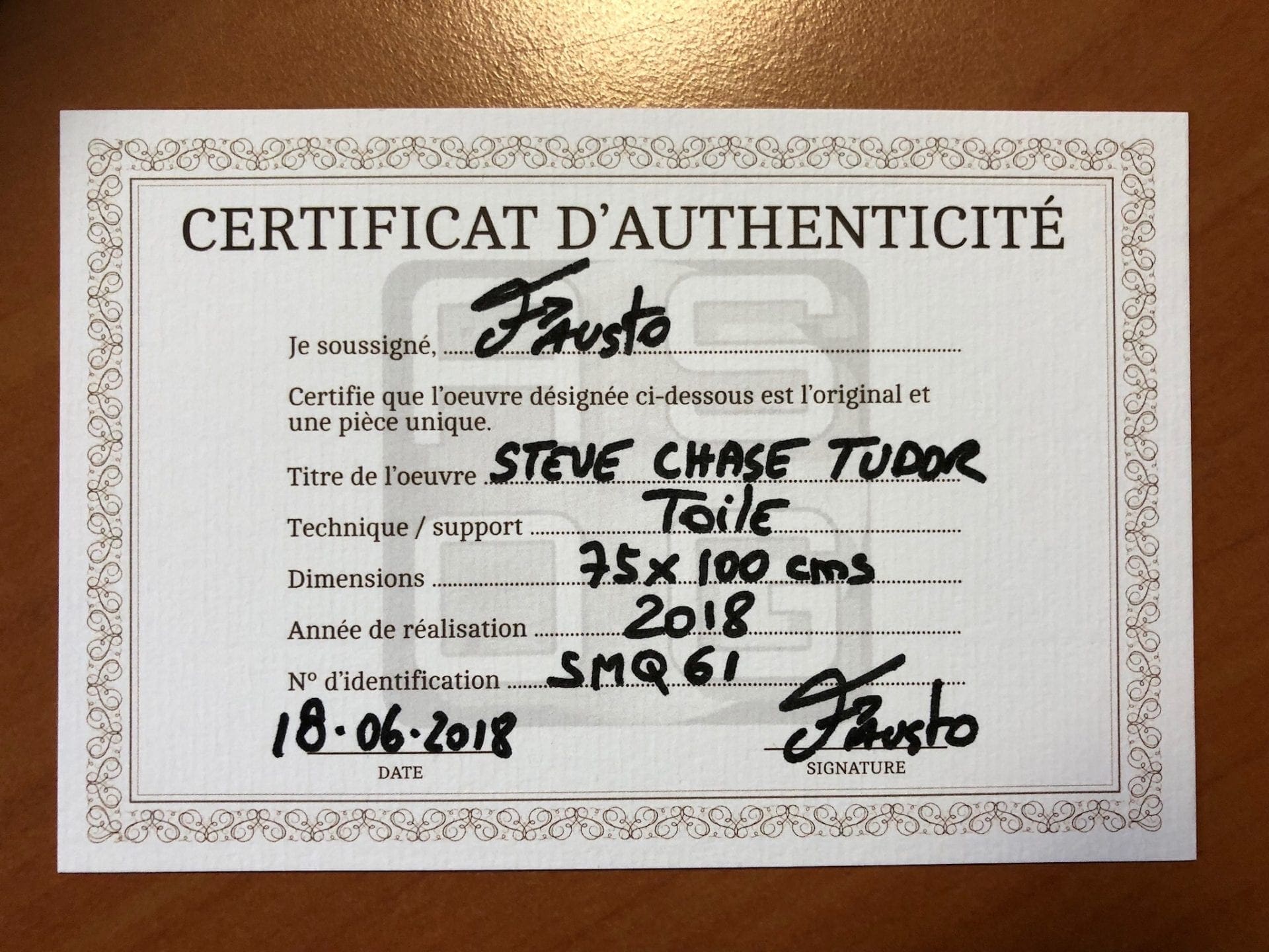 Fausto – Toile digitale signée de Steve Chase Tudor (2018)