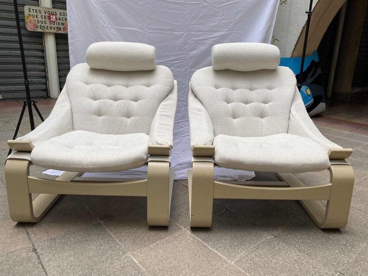 Kroken Ake Fribyter Armchairs – Pair Authentic Scandinavian Design 1970