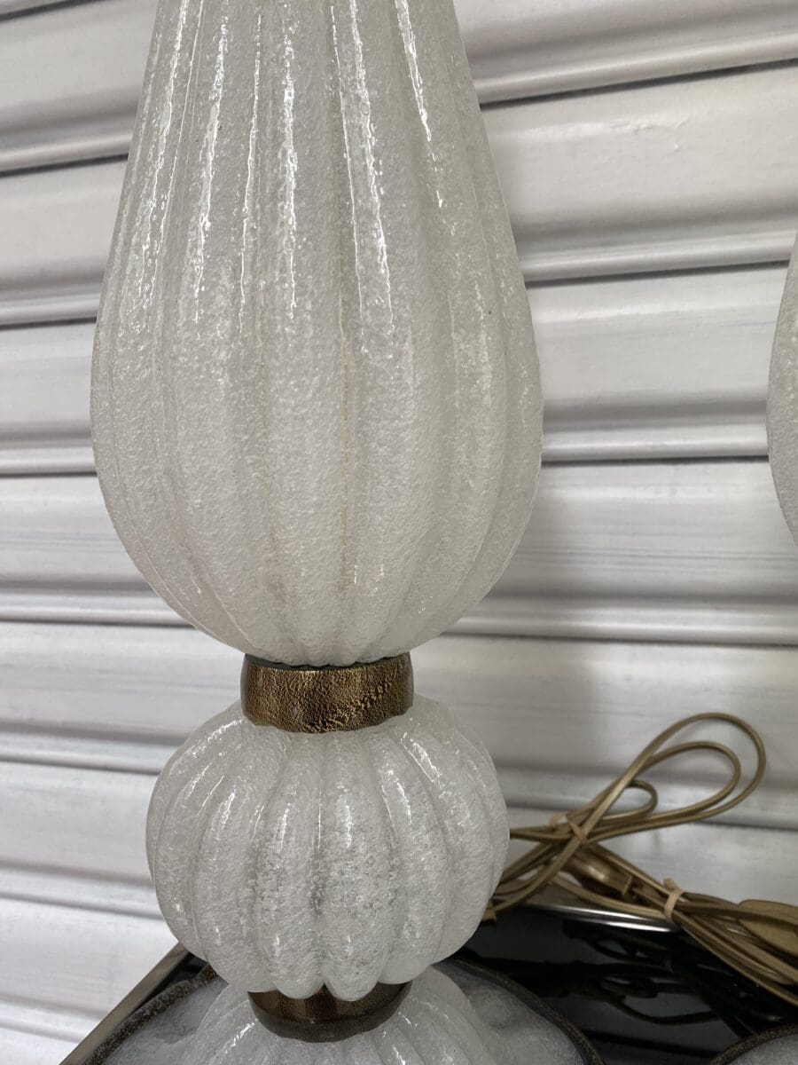 Alberto Dona – Paire de lampes blanches et dorées années 70