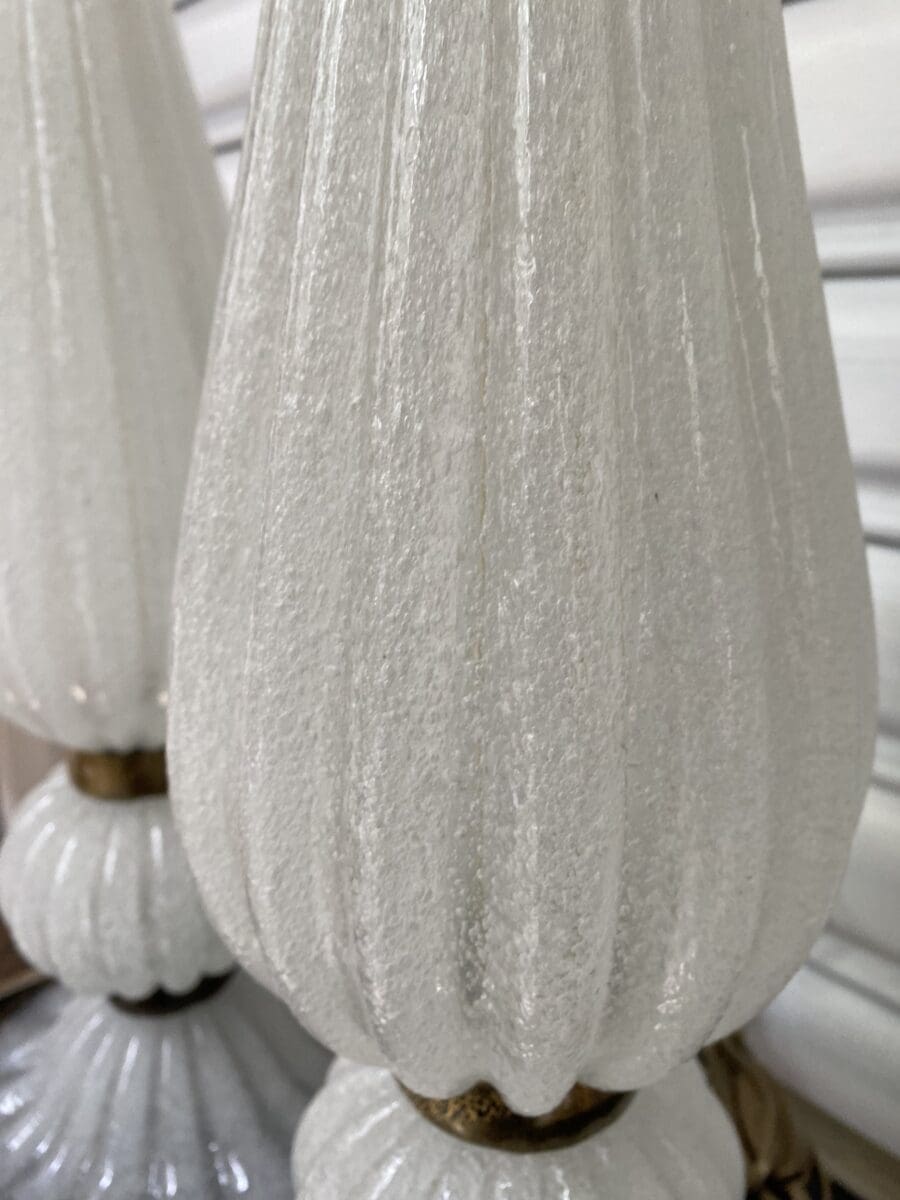 Alberto Dona – Paire de lampes blanches et dorées années 70