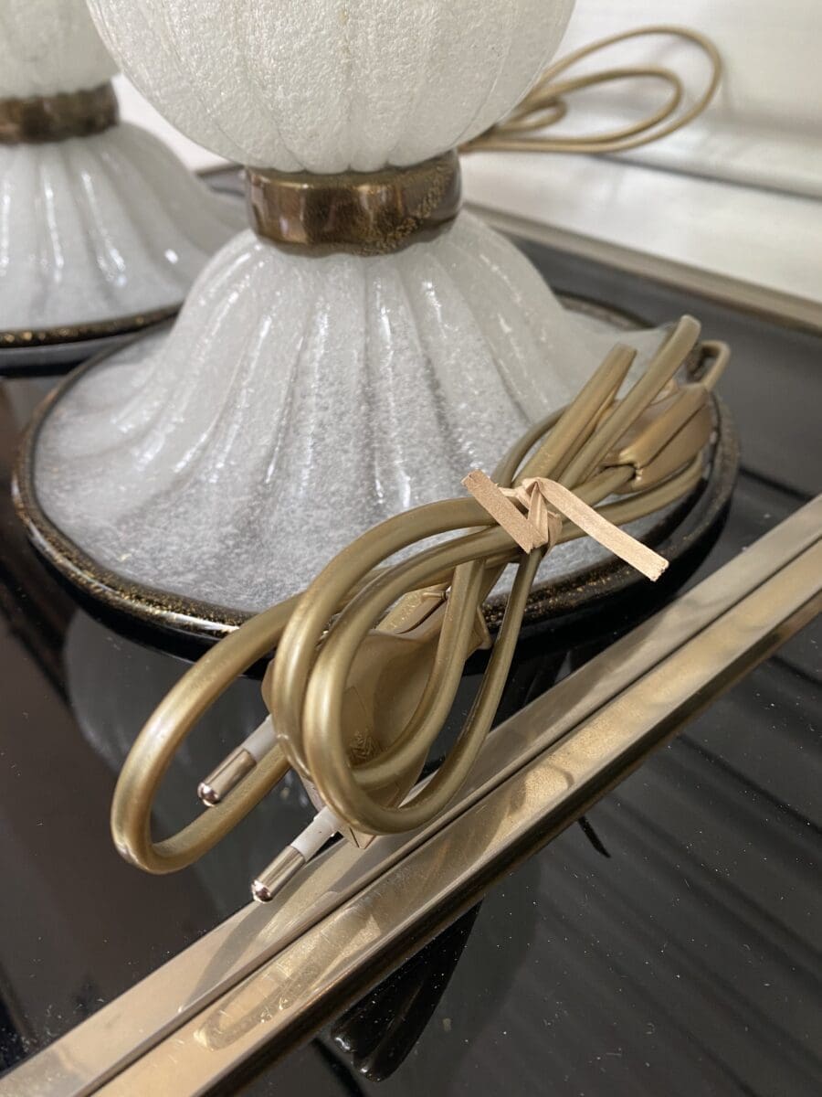 Alberto Dona – Paire de lampes blanches et dorées années 70