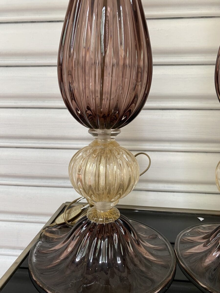 Alberto Dona – Paire de lampes violettes Murano – Occasion