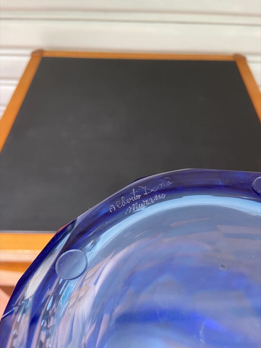 Alberto Dona – Vase en Verre de Murano Bleu