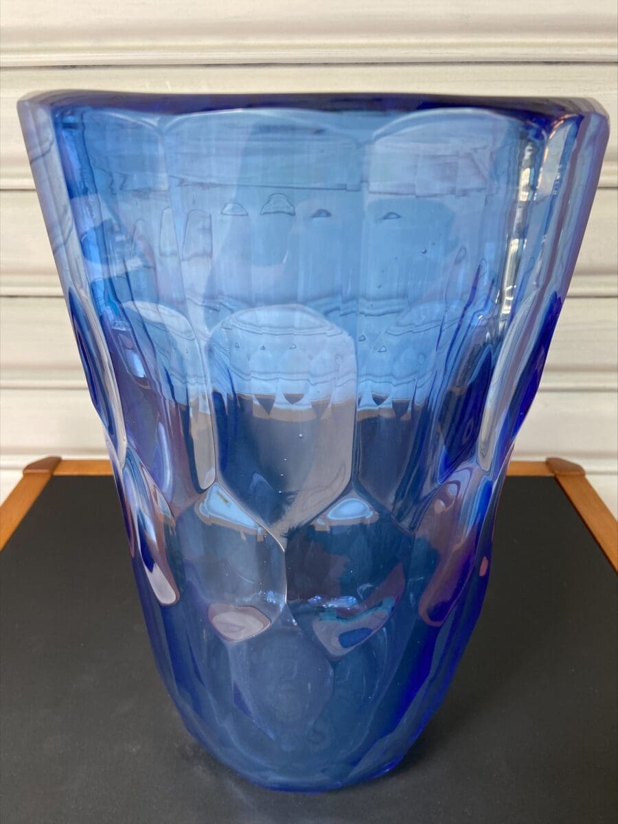 Alberto Dona – Vase en Verre de Murano Bleu
