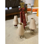 Lustre André Arbus 1940 — Métal laqué rouge & Laiton, Art déco vintage