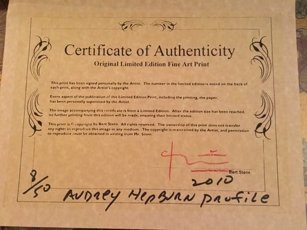 Bert STERN – Audrey Hepburn Profile – Photographie signée