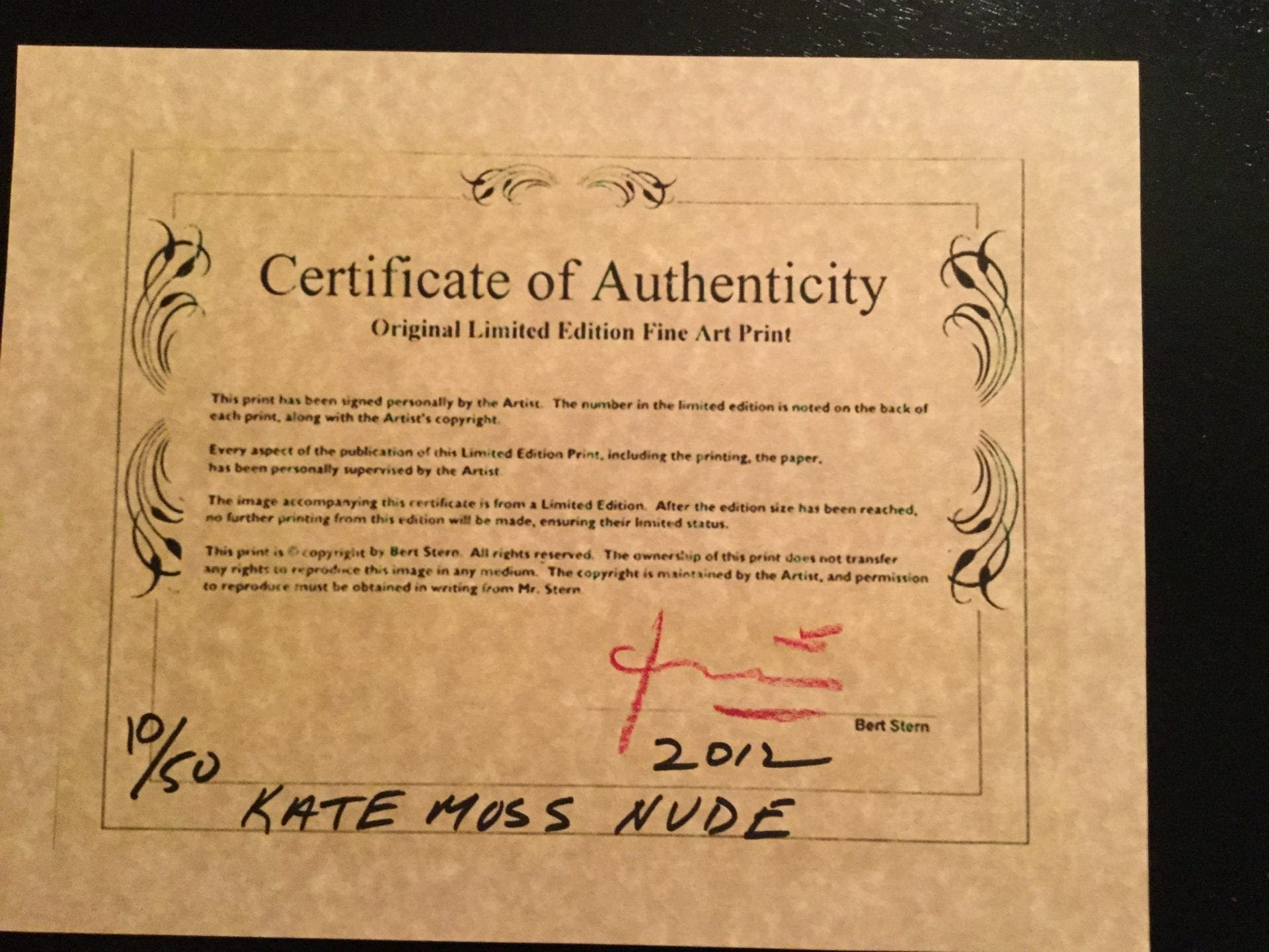 Bert STERN – Kate Moss, 2009, Photographie signée