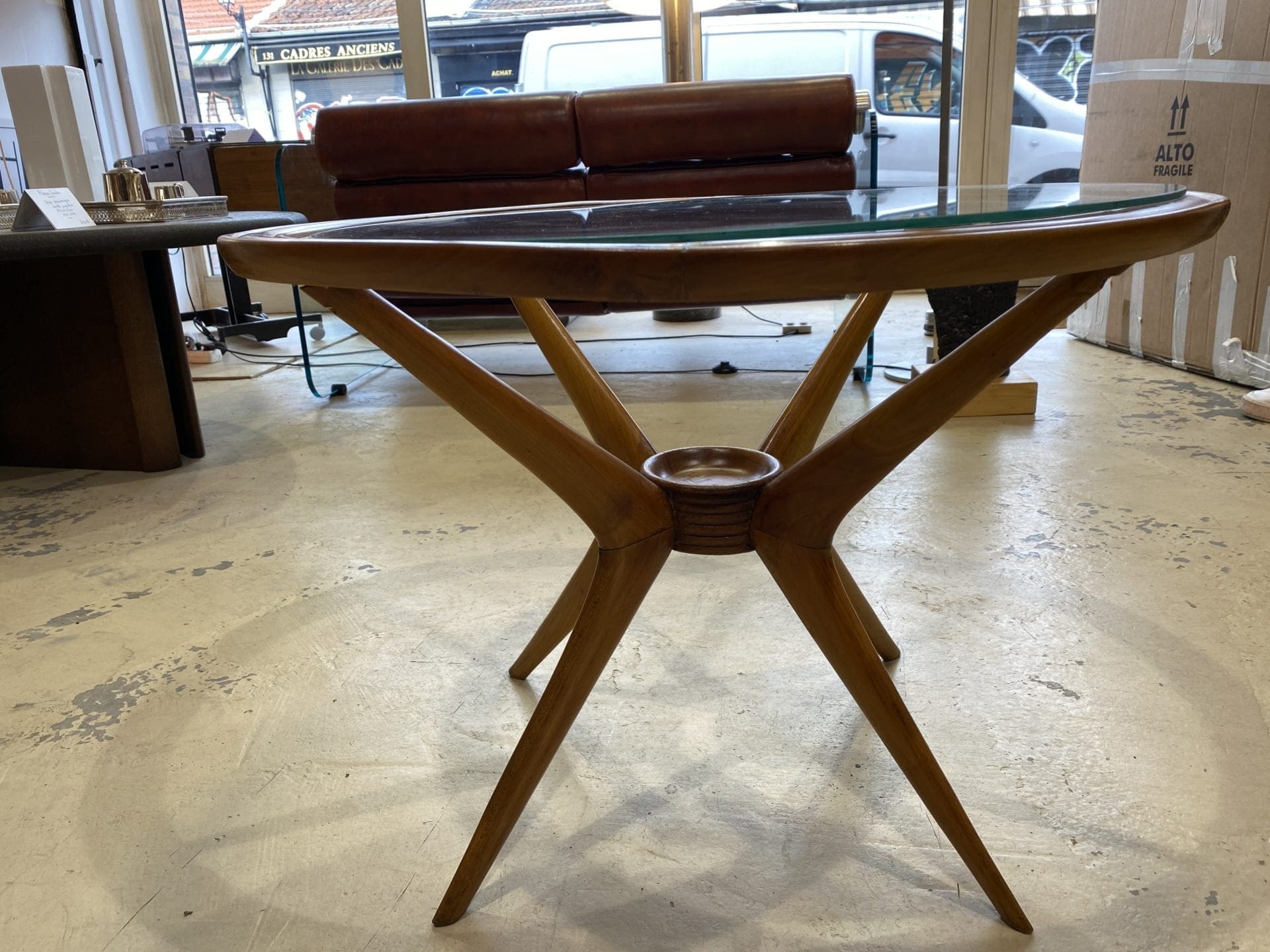 Table Basse Cesare Lacca Palissandre et Verre