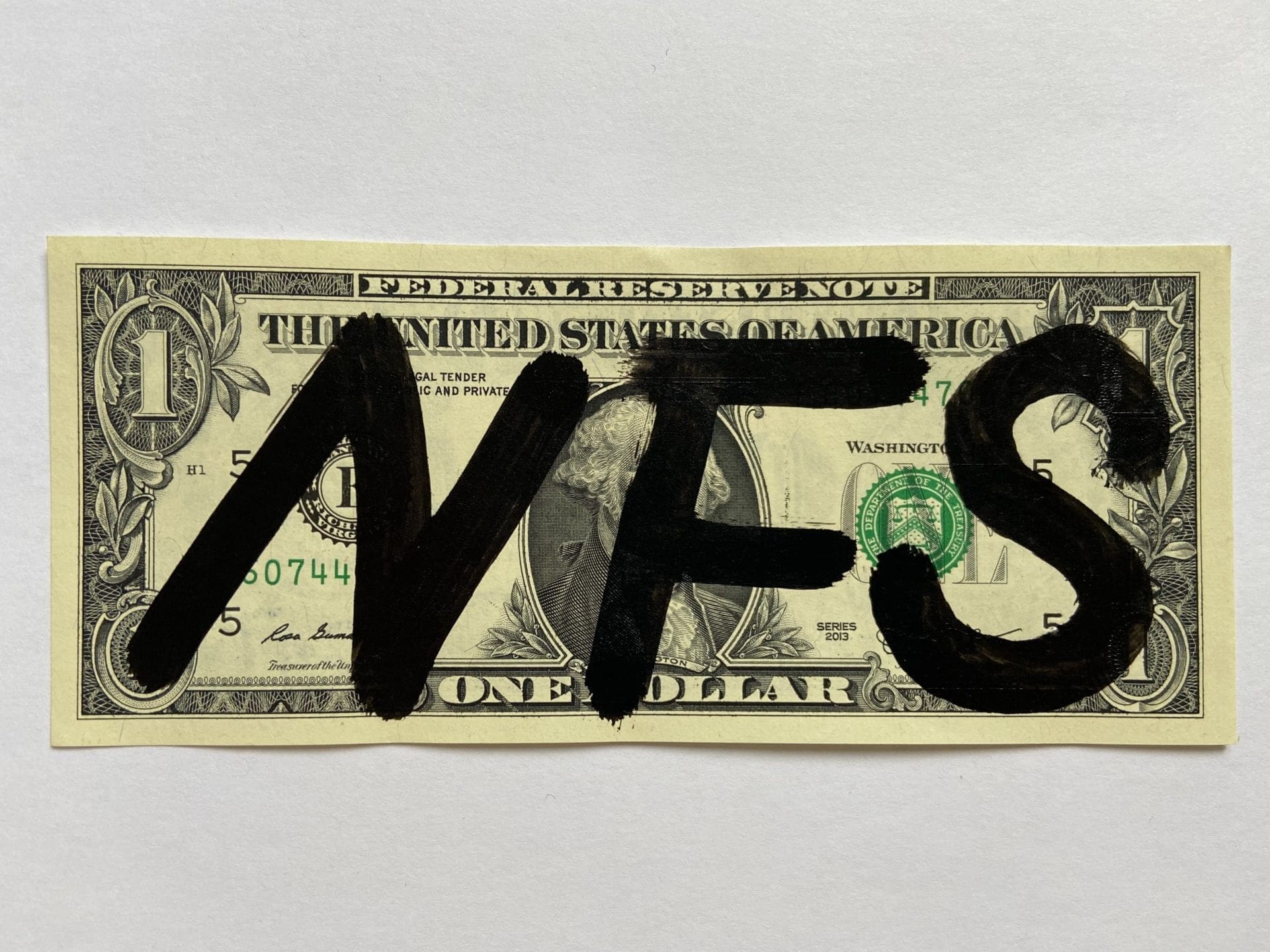 Death NYC – Collage sur billet de 1 dollar (2017)