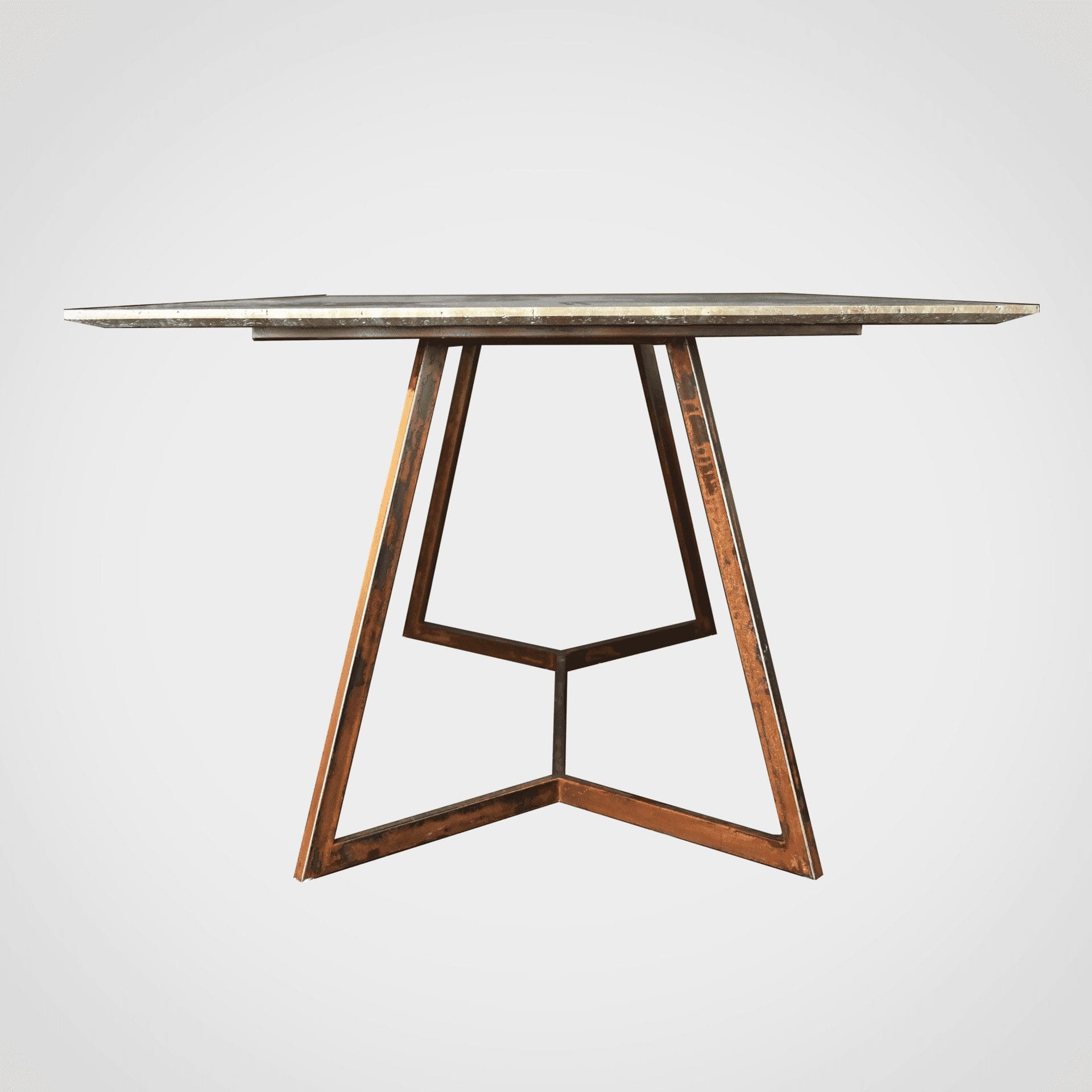 Table Corten base Travertino TZ1
