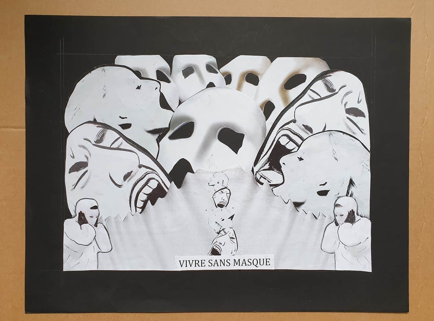 Elisa Casbas – Vivre sans masques, collage (2018)