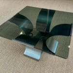 François Monnet – Table basse carrée verre fumé