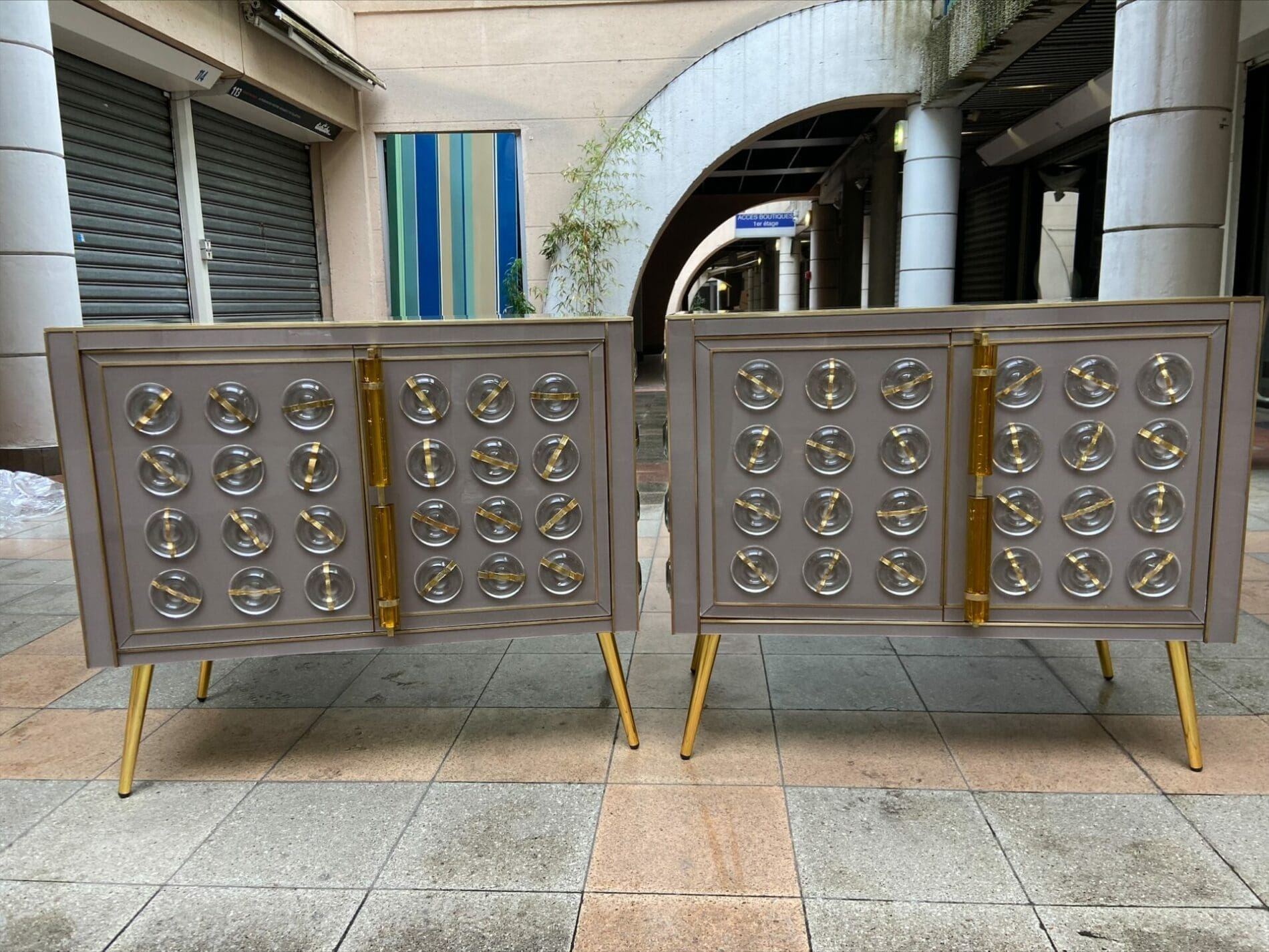 Gaetano Sciolari – Paire de buffets / cabinets verre de Murano