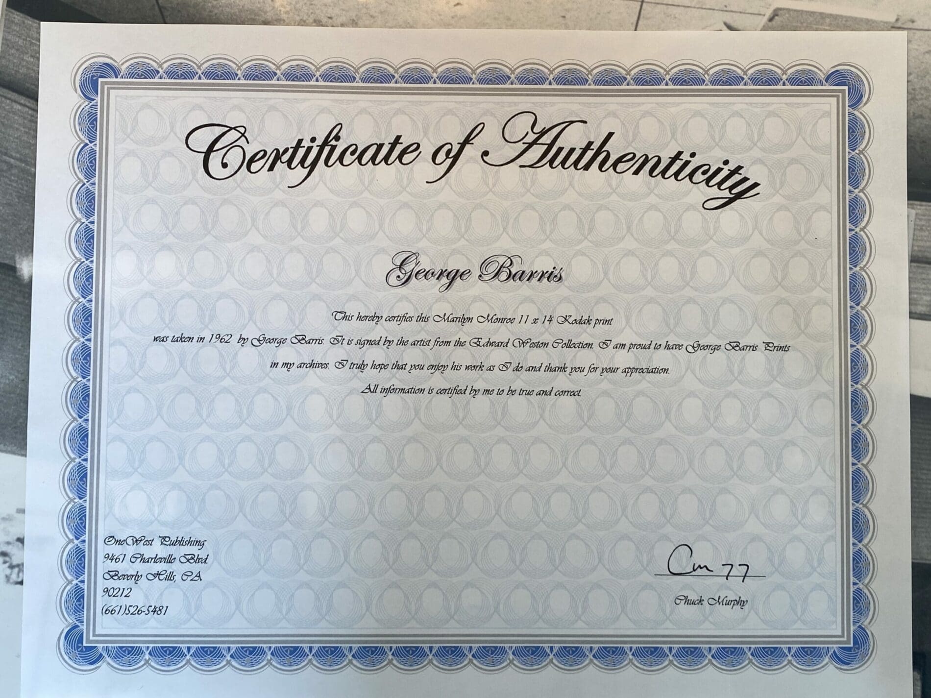 Georges Barris – Photographie de Marilyn Monroe 1962