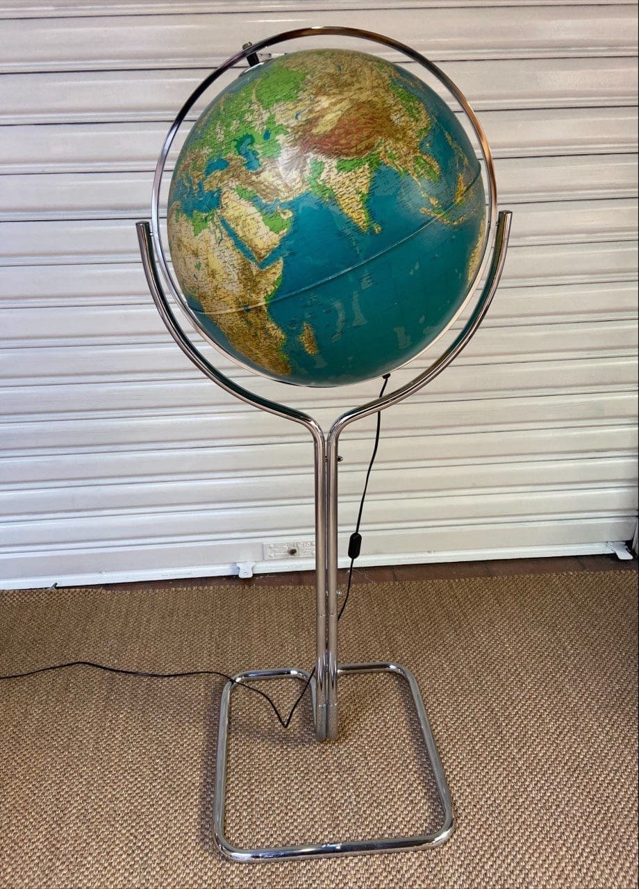 Vintage Globe From Agostini – Chromed Metal and Plastic, Circa 1970