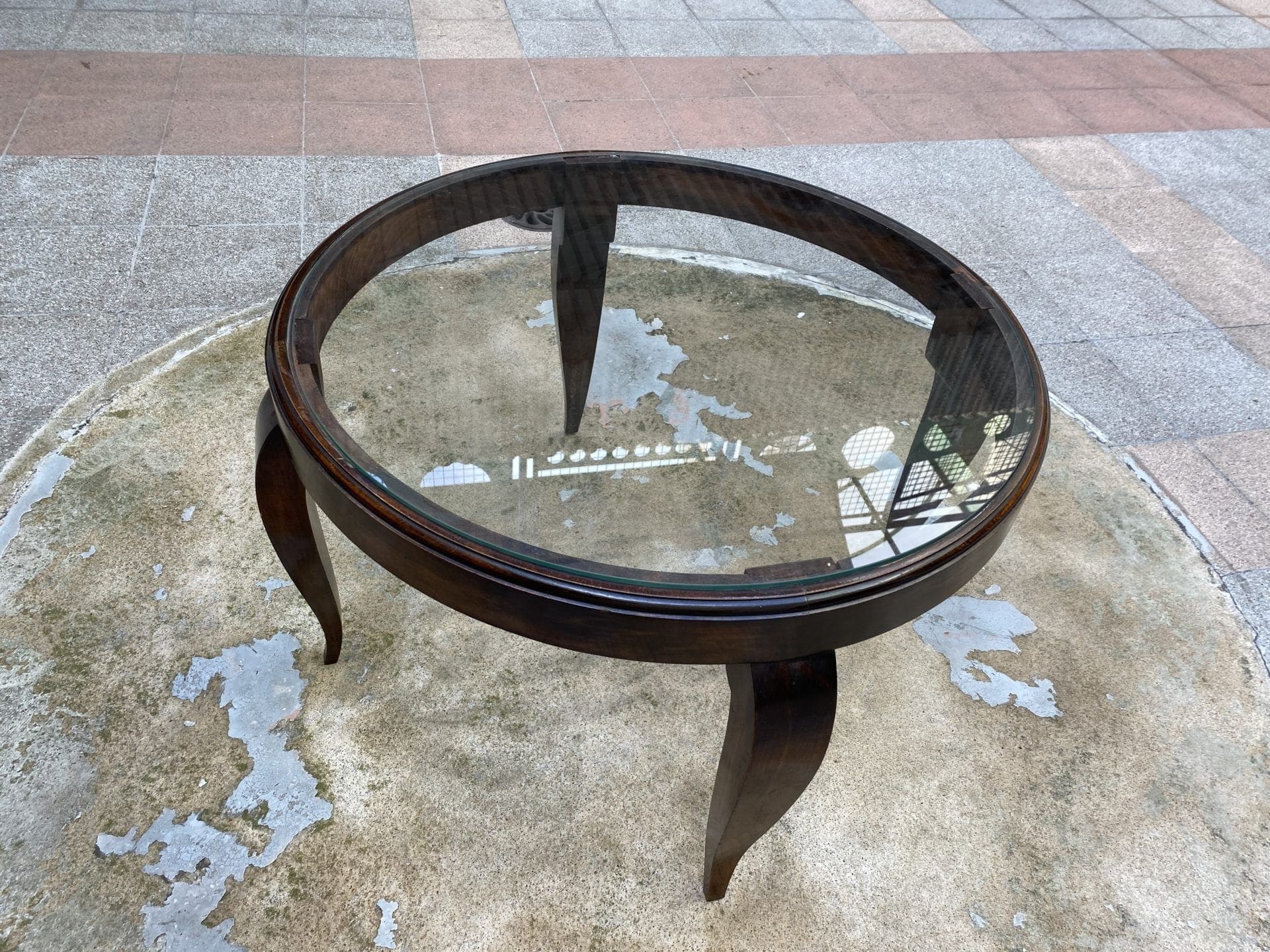 Guéridon Art déco – Travail français, acajou et verre