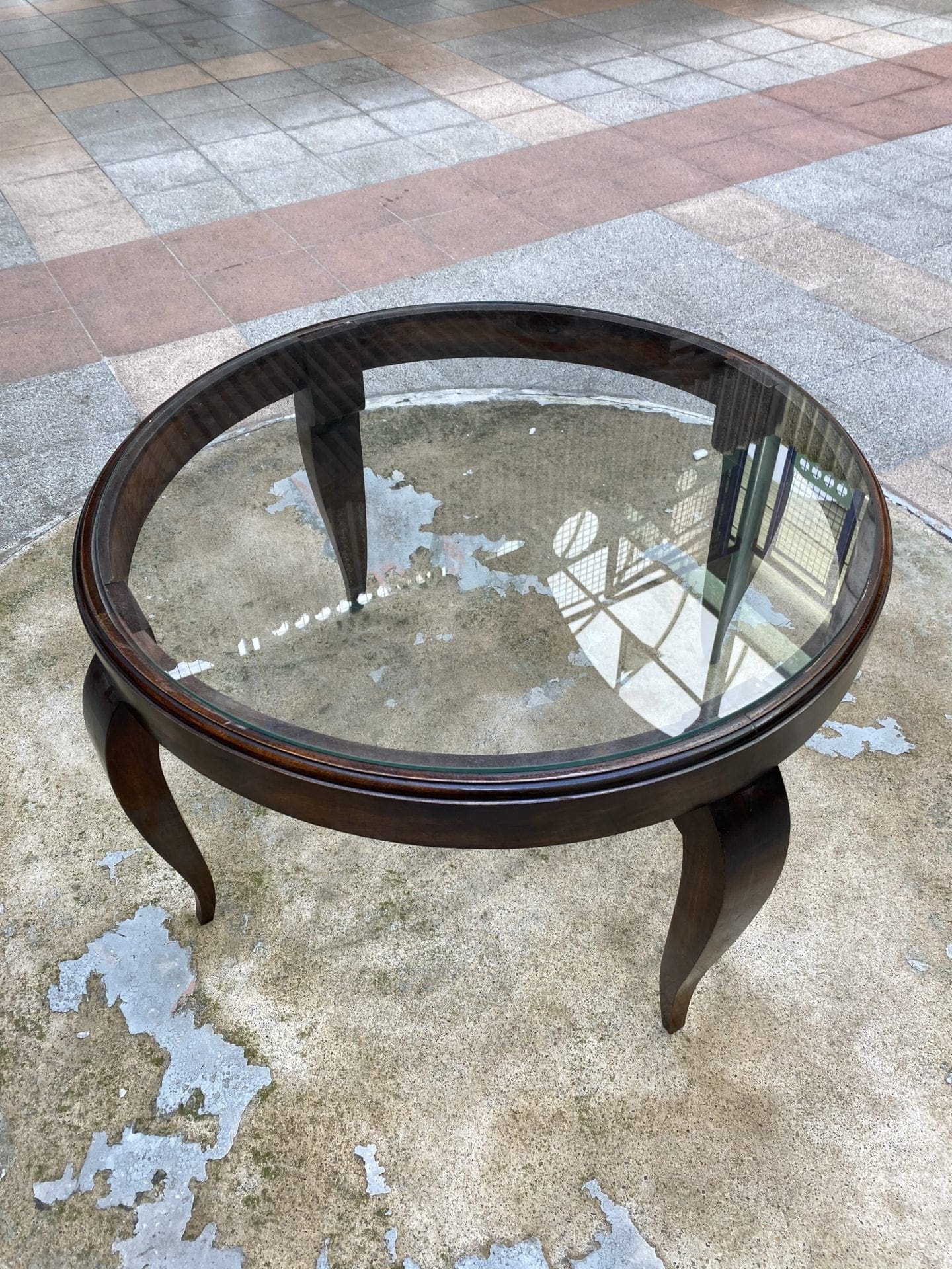 Guéridon Art déco – Travail français, acajou et verre