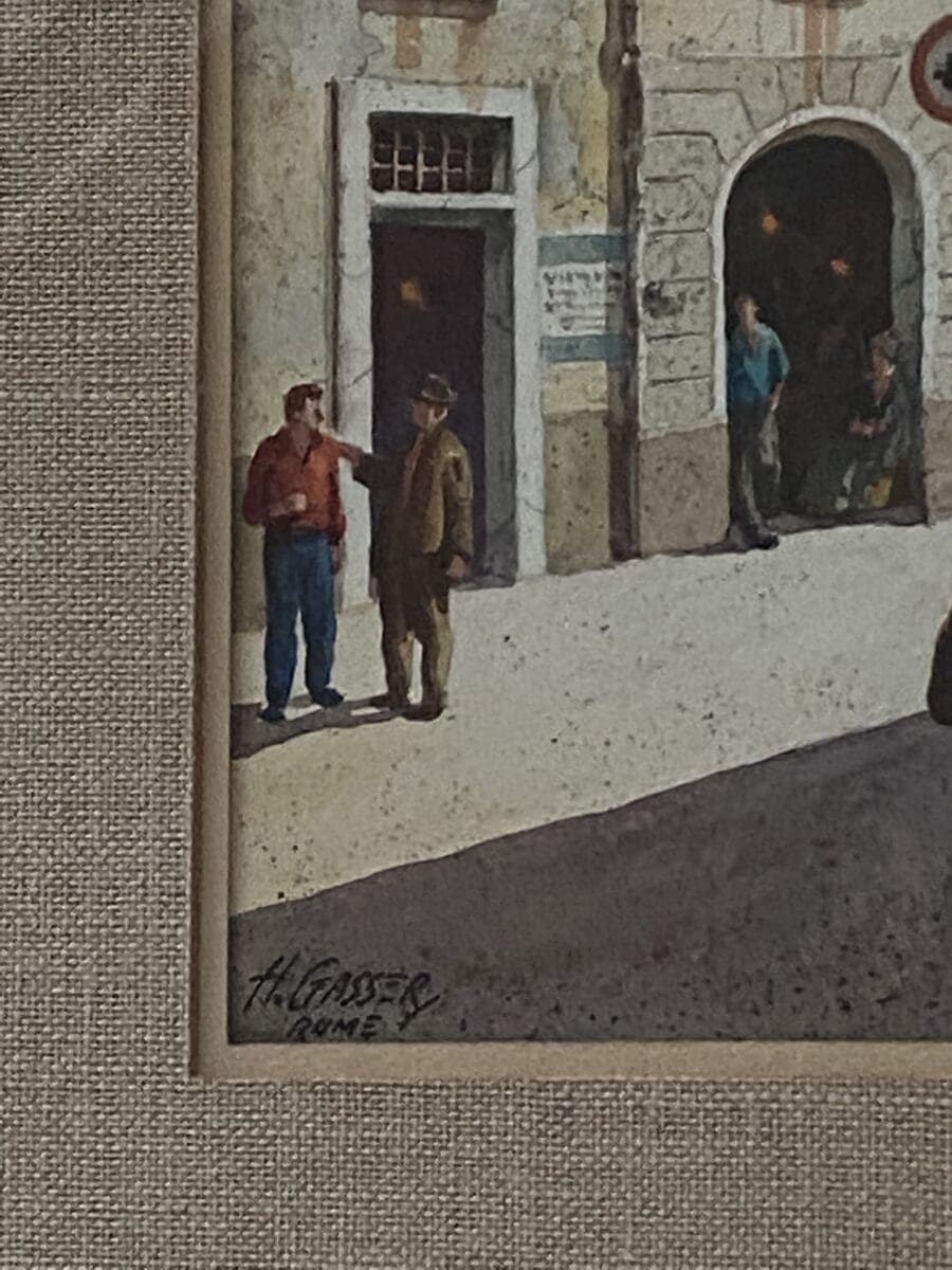 Henry Gasser – Aquarelle « Flower Stall Rome »