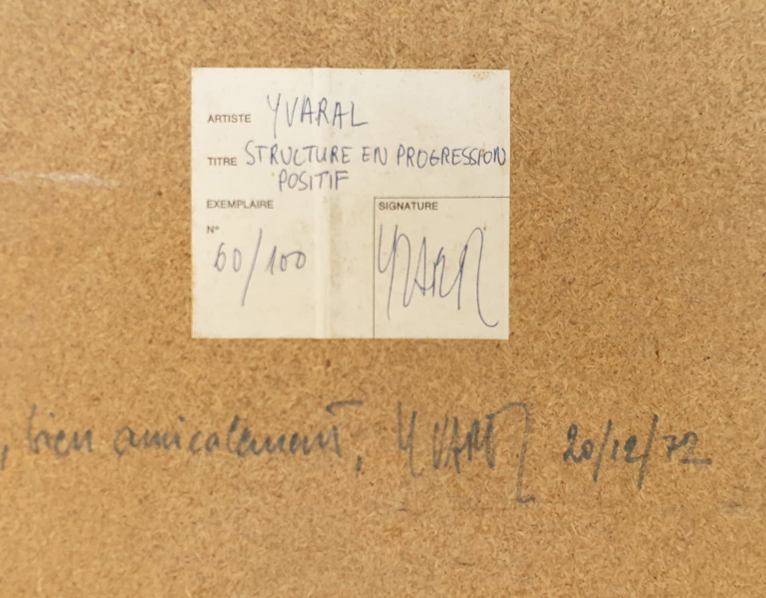 Jean-Pierre Yvaral – Structure en progression positif – 1972