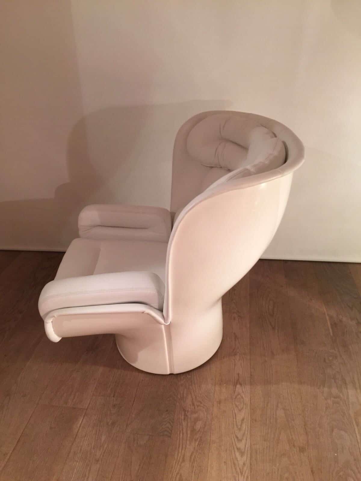 Fauteuil Elda par Joe Colombo | Réédition 2017 en Cuir Blanc