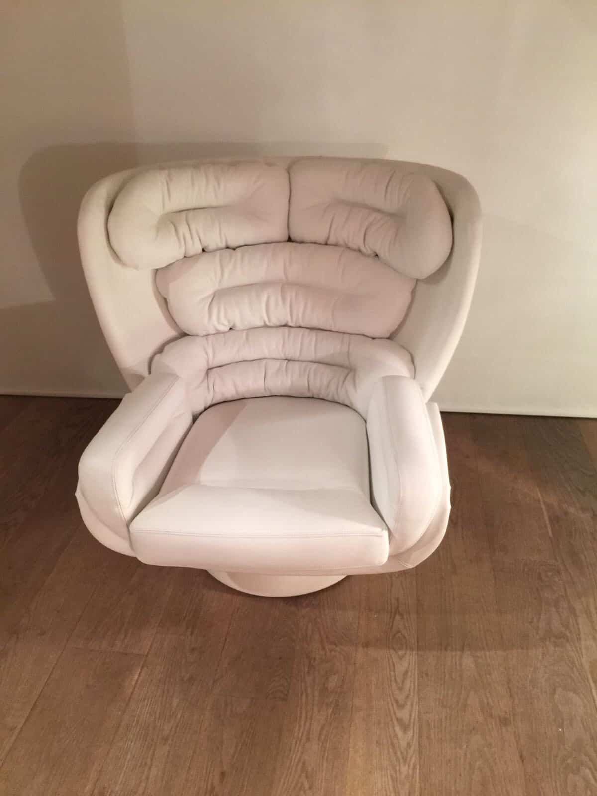 Fauteuil Elda par Joe Colombo | Réédition 2017 en Cuir Blanc