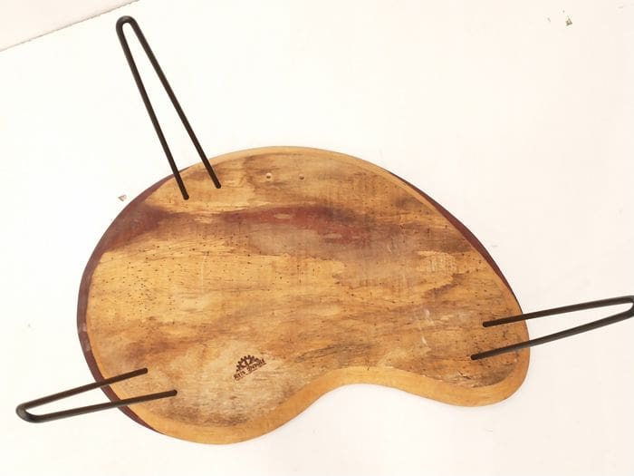 Kris Devillé – Table d&rsquo;appoint padouk et acier (1980)