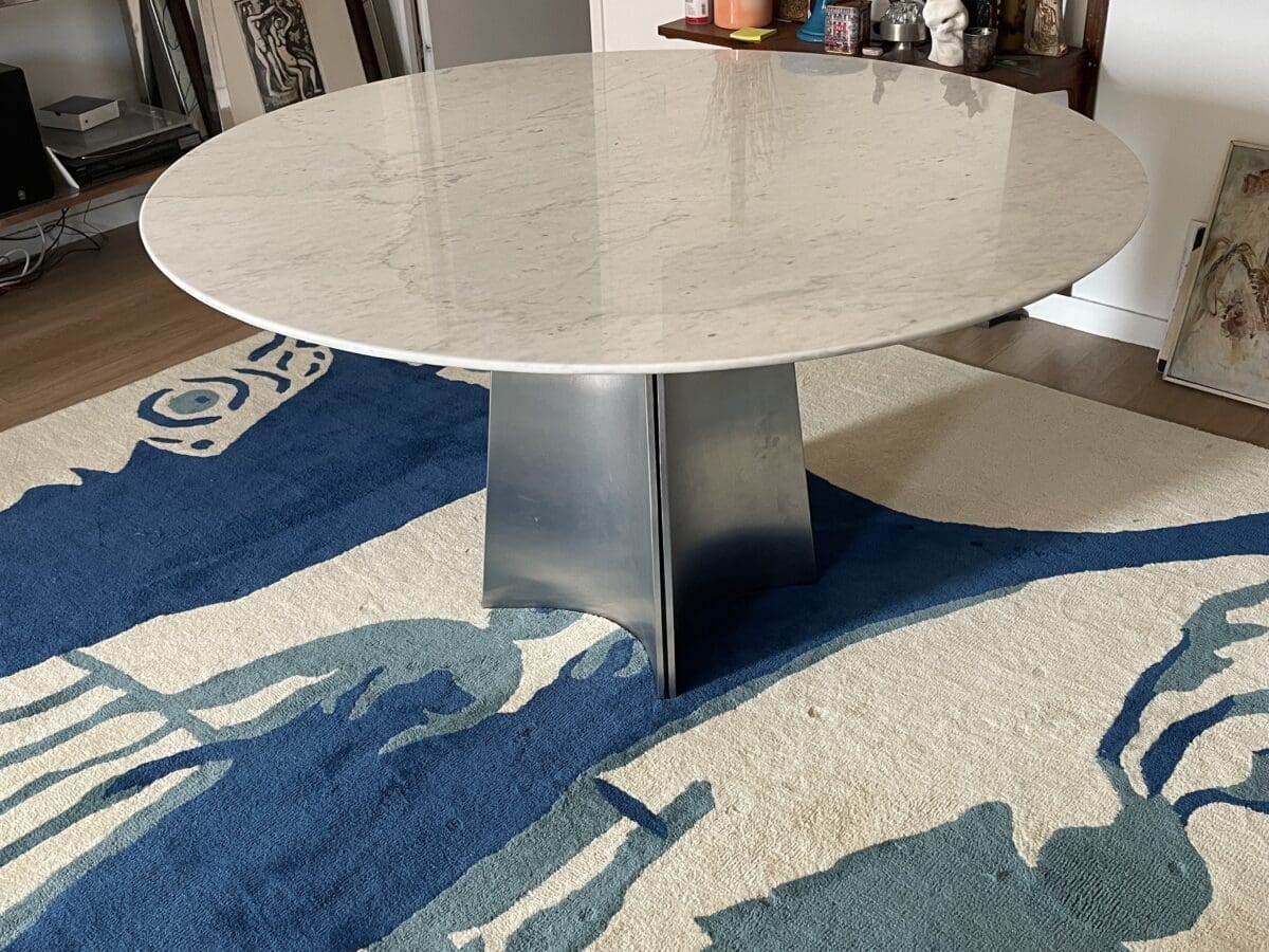 Table ronde marbre et acier Luigi Saccardo