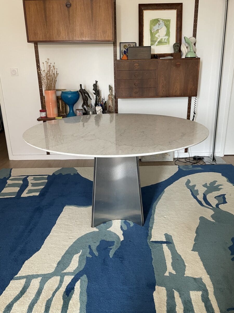 Table ronde marbre et acier Luigi Saccardo