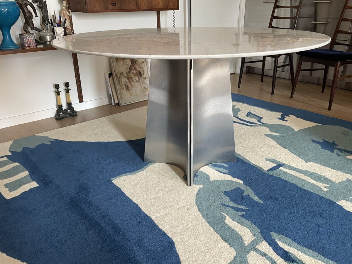 Table ronde marbre et acier Luigi Saccardo