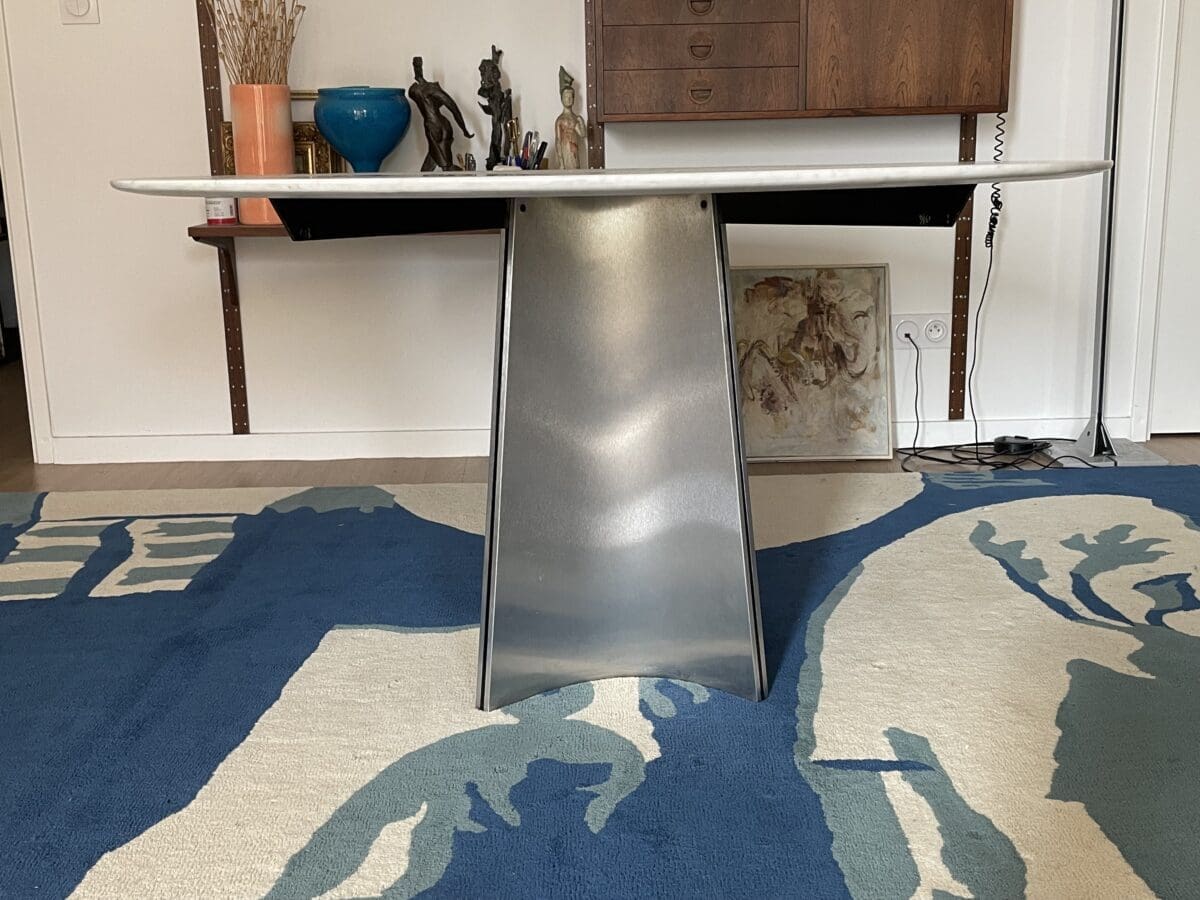 Table ronde marbre et acier Luigi Saccardo