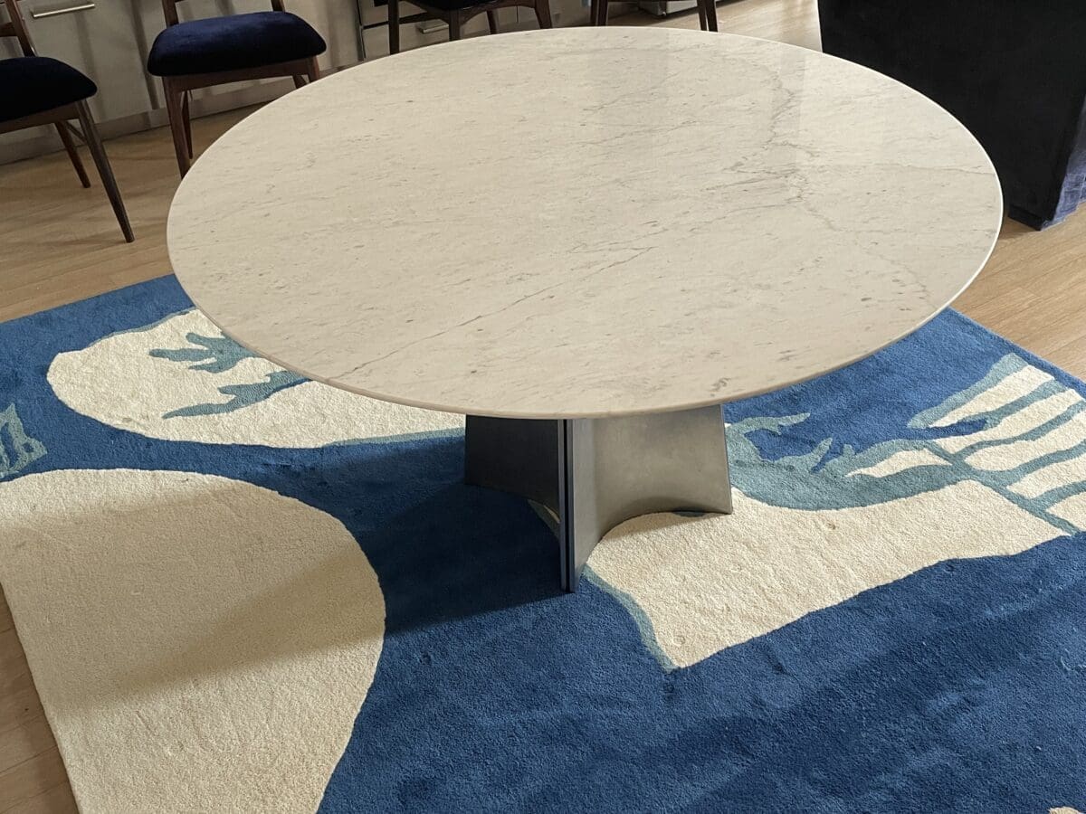 Table ronde marbre et acier Luigi Saccardo