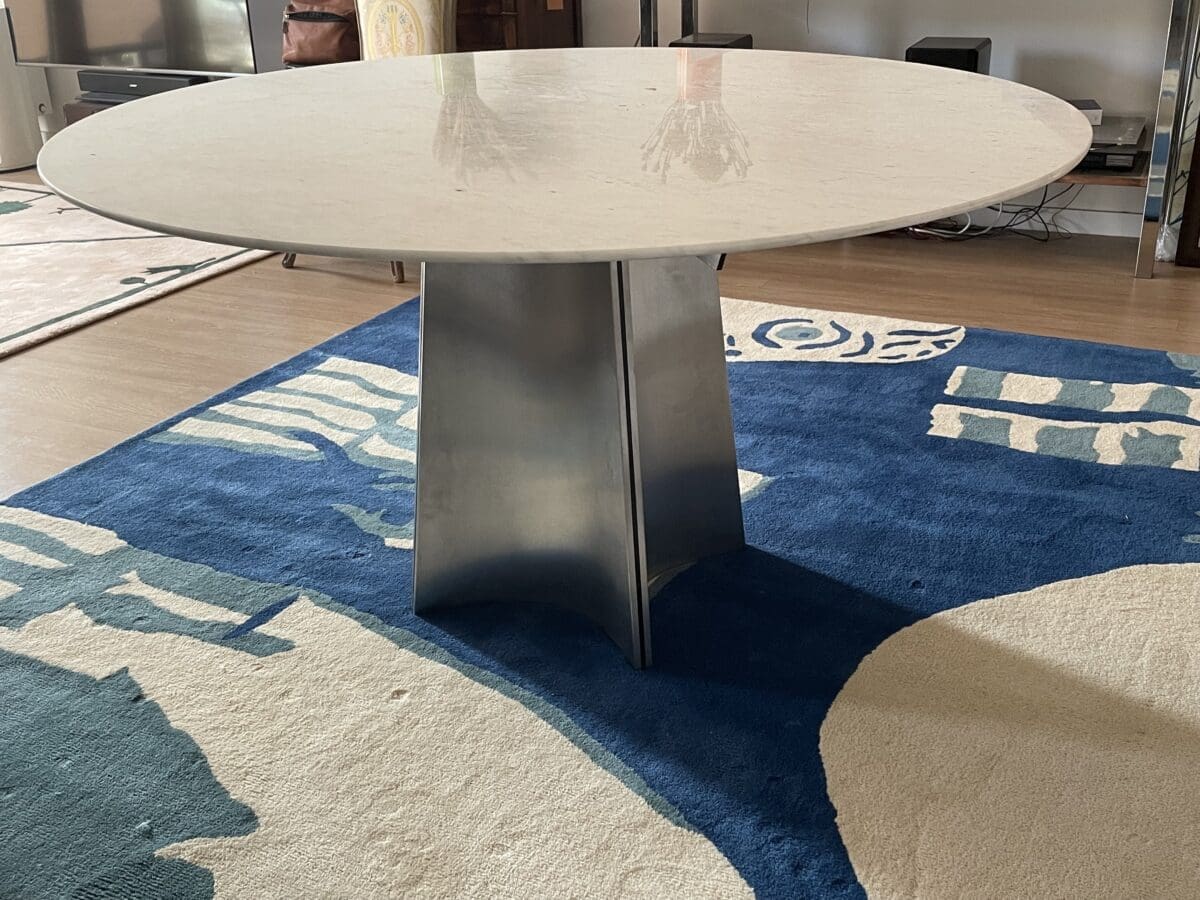 Table ronde marbre et acier Luigi Saccardo