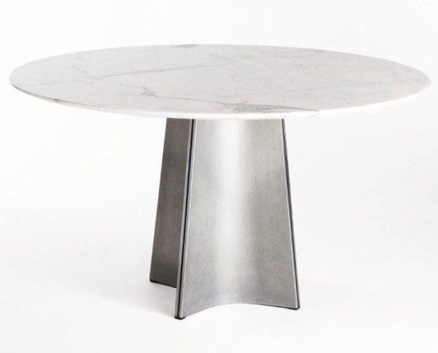 Table ronde marbre et acier Luigi Saccardo