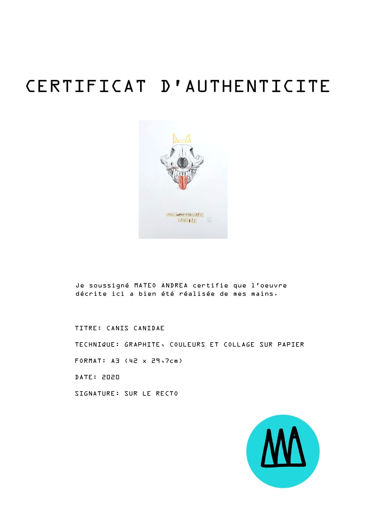 Mateo Andrea – Canis Candea – Dessin 2020