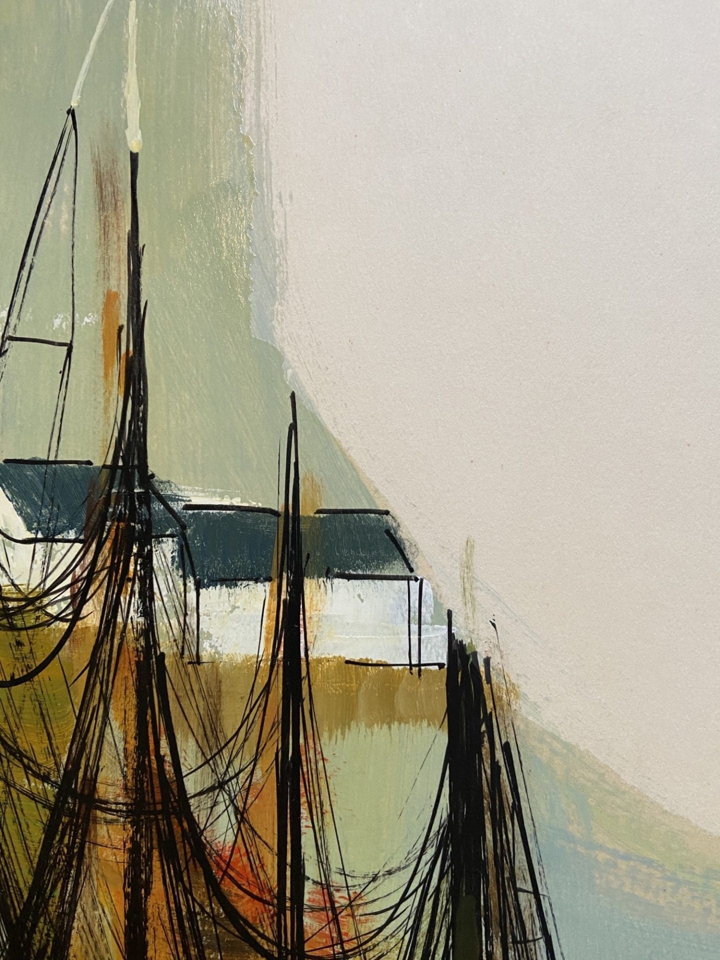 Maurice Lemaître – Sortie de port, acrylique circa 2000