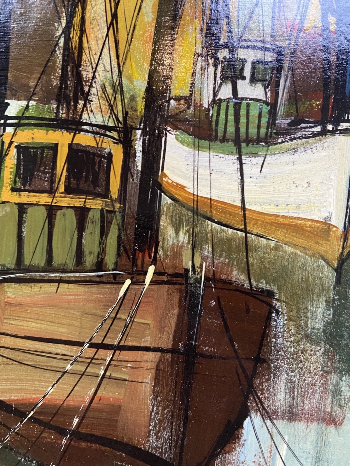 Maurice Lemaître – Sortie de port, acrylique circa 2000