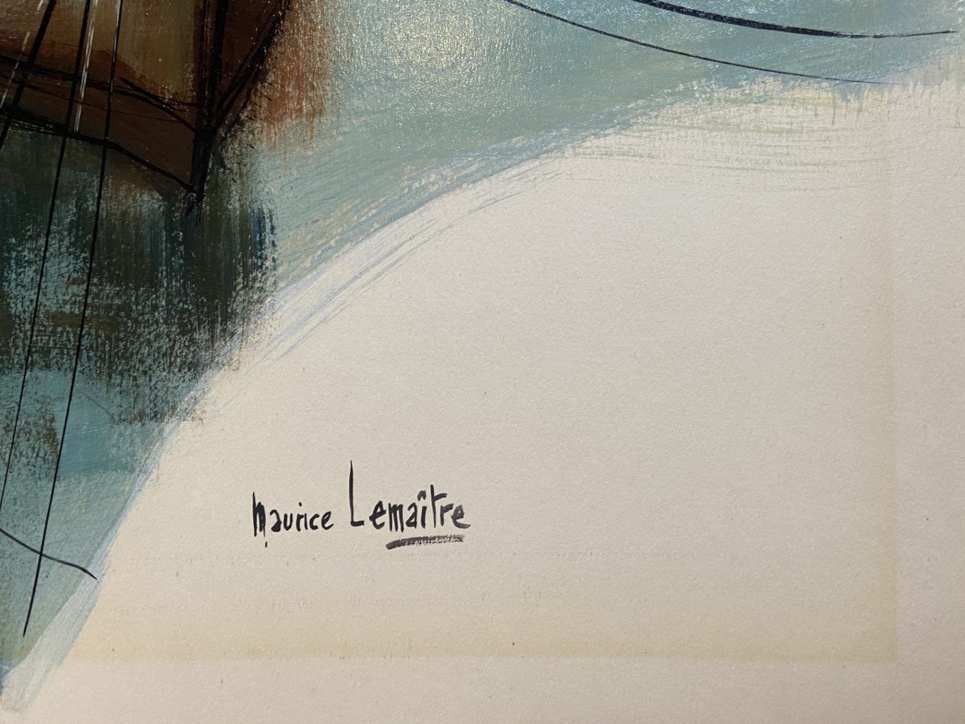 Maurice Lemaître – Sortie de port, acrylique circa 2000