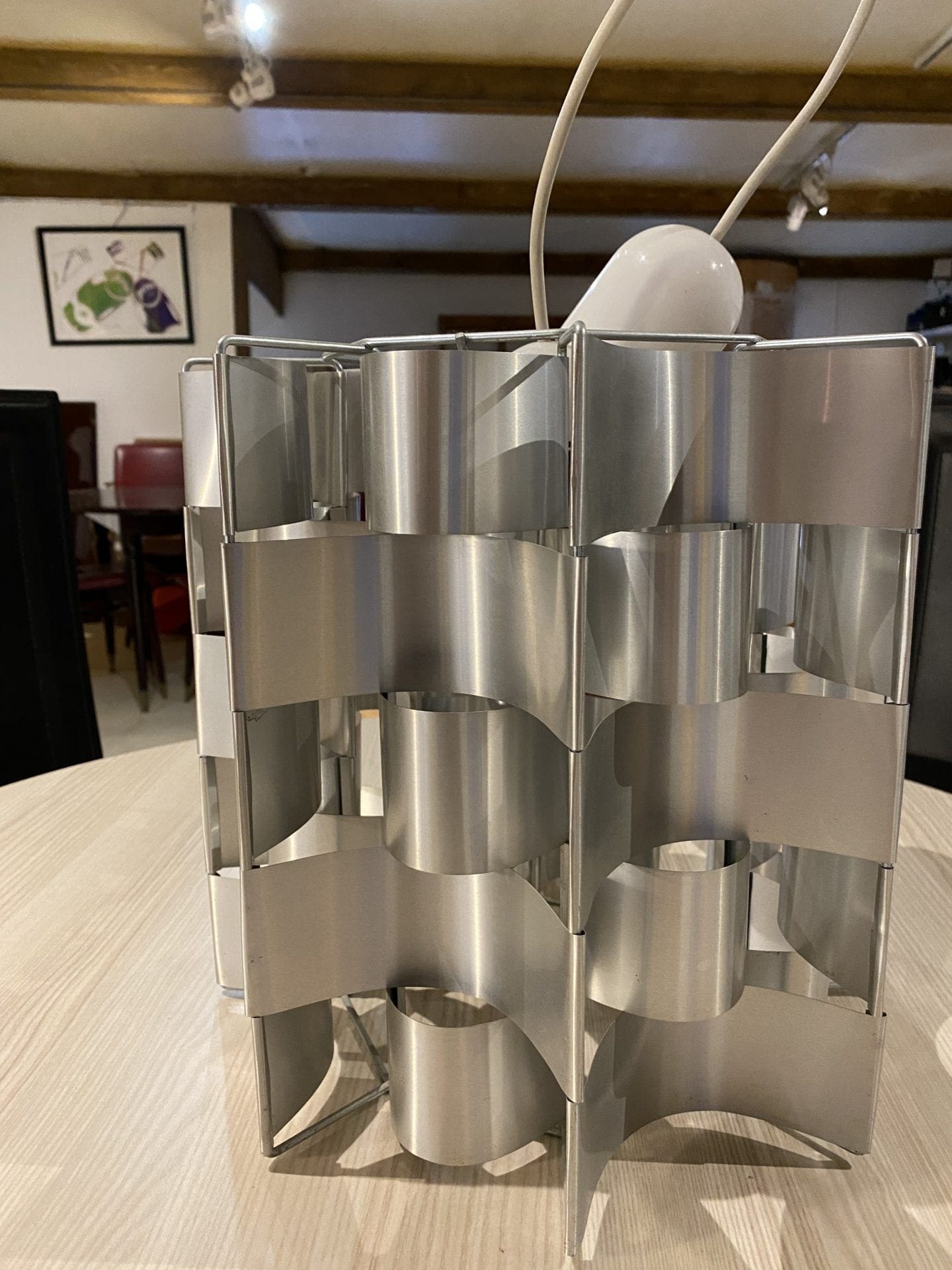 Lustre Max Sauze en aluminium, design sculptural circa 1975