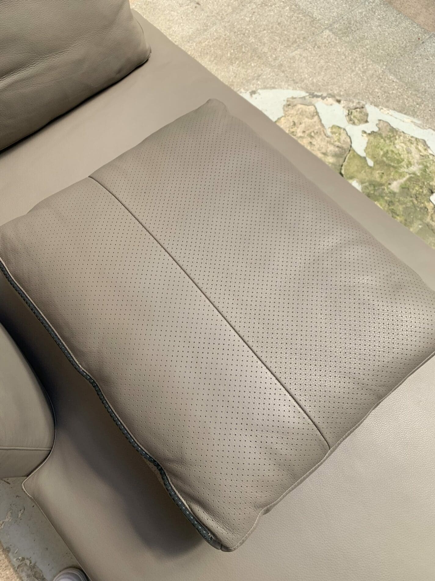 Méridienne Minotti en Cuir Gris Grainé, 2018