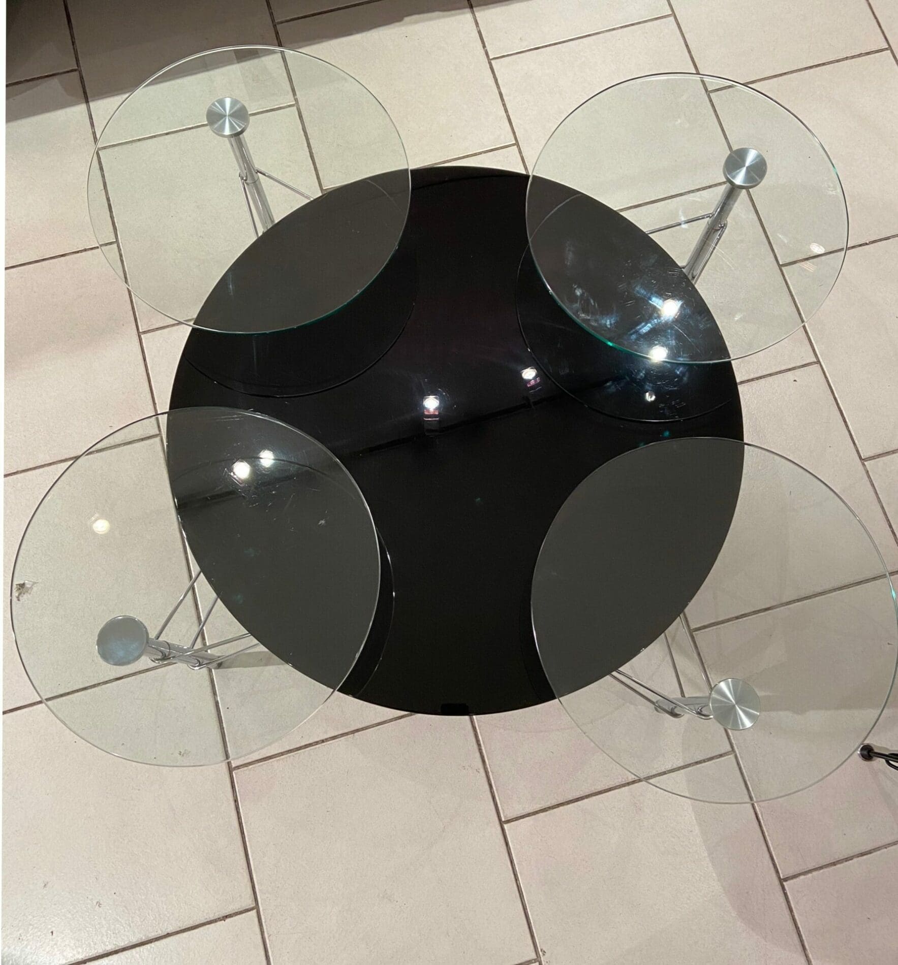 Michel Boyer – Table verre noir Roche Bobois