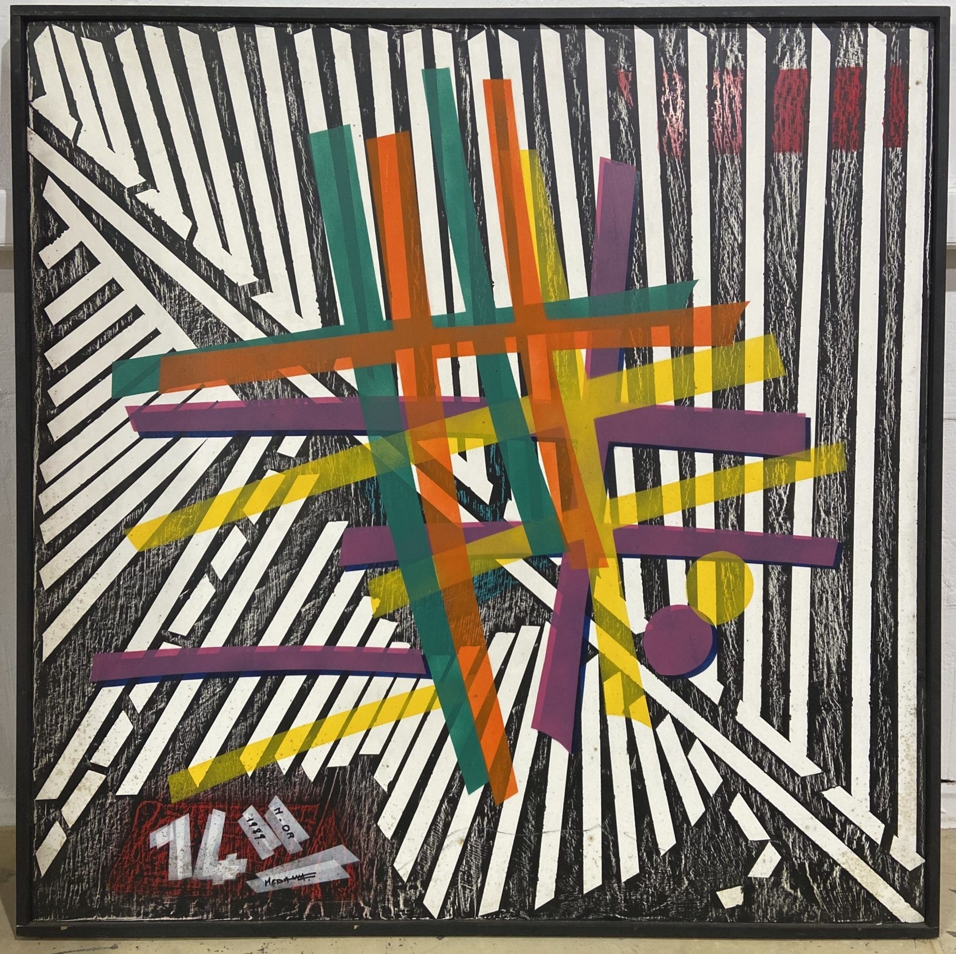 N-OR 1989 par Medaglini – Technique Mixte sur Bois, 122 x 122 cm