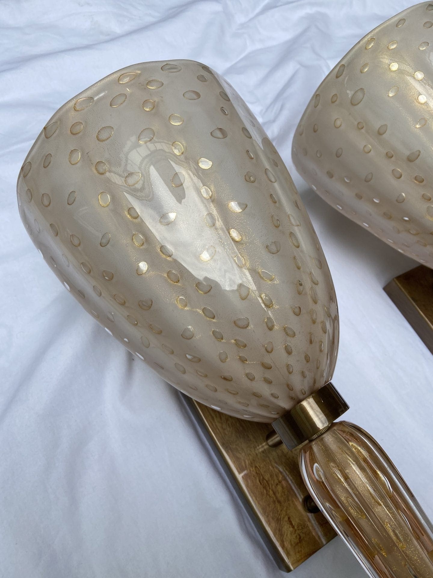 Paire d&rsquo;appliques flambeaux en verre de Murano