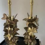 Paire de lampes en métal doré Occasion avec papillons – Murano