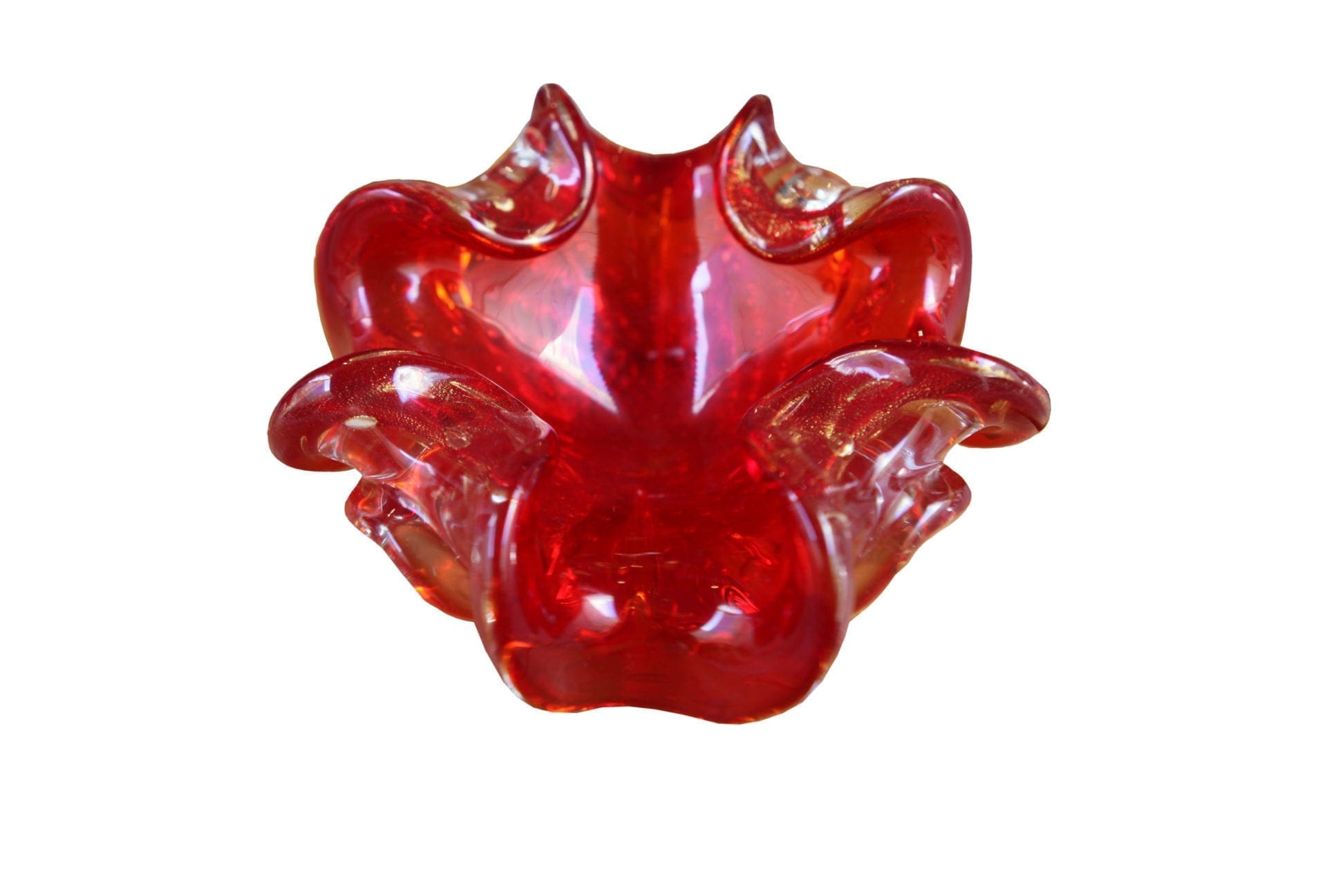 Paire de vides-poches en verre de Murano rouge