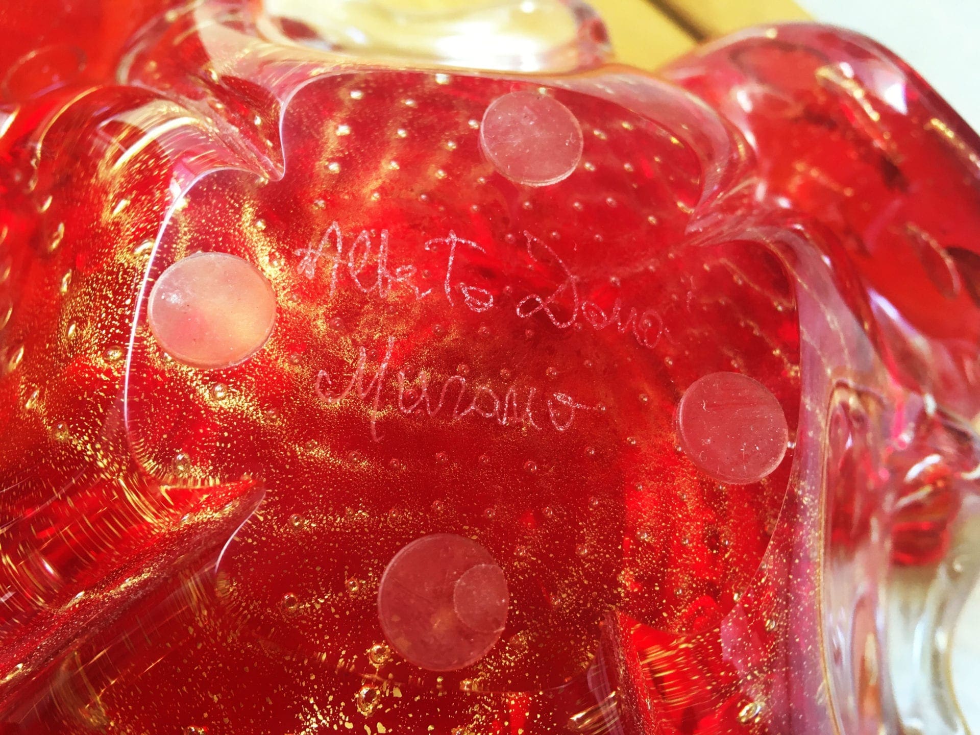 Paire de vides-poches en verre de Murano rouge