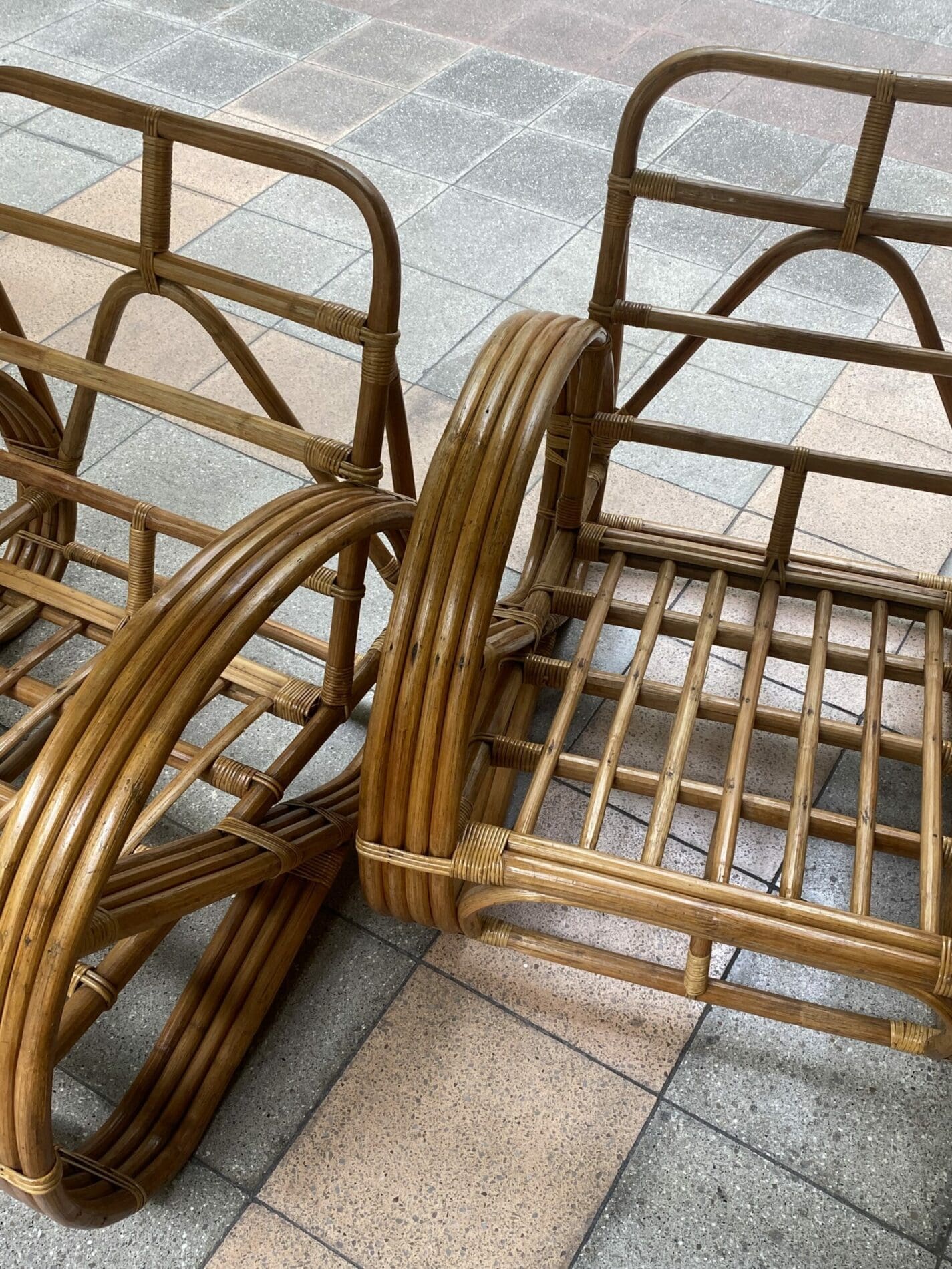 Paul Frankl – Paire de fauteuils vintage Bambou Occasion