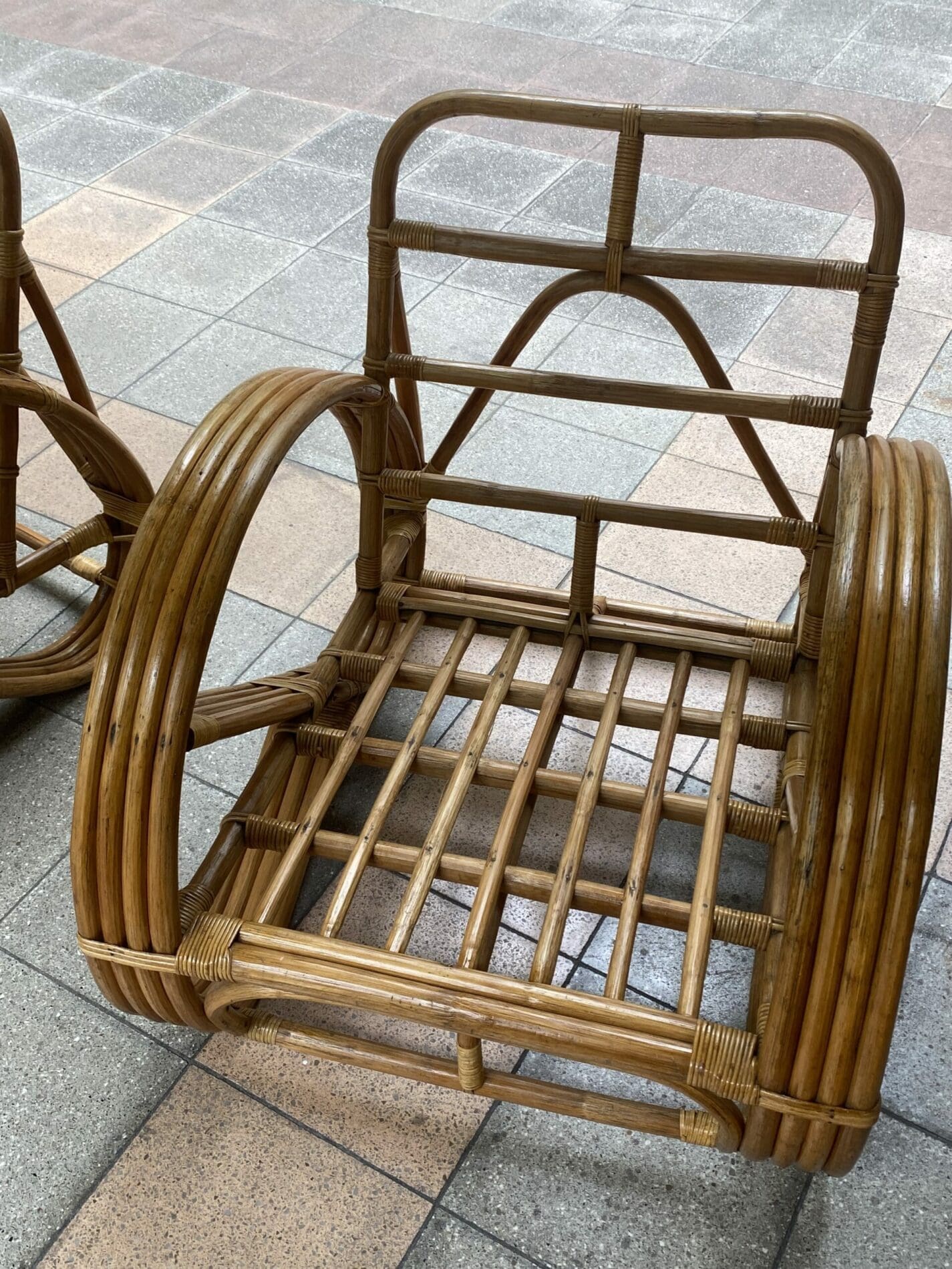 Paul Frankl – Paire de fauteuils vintage Bambou Occasion