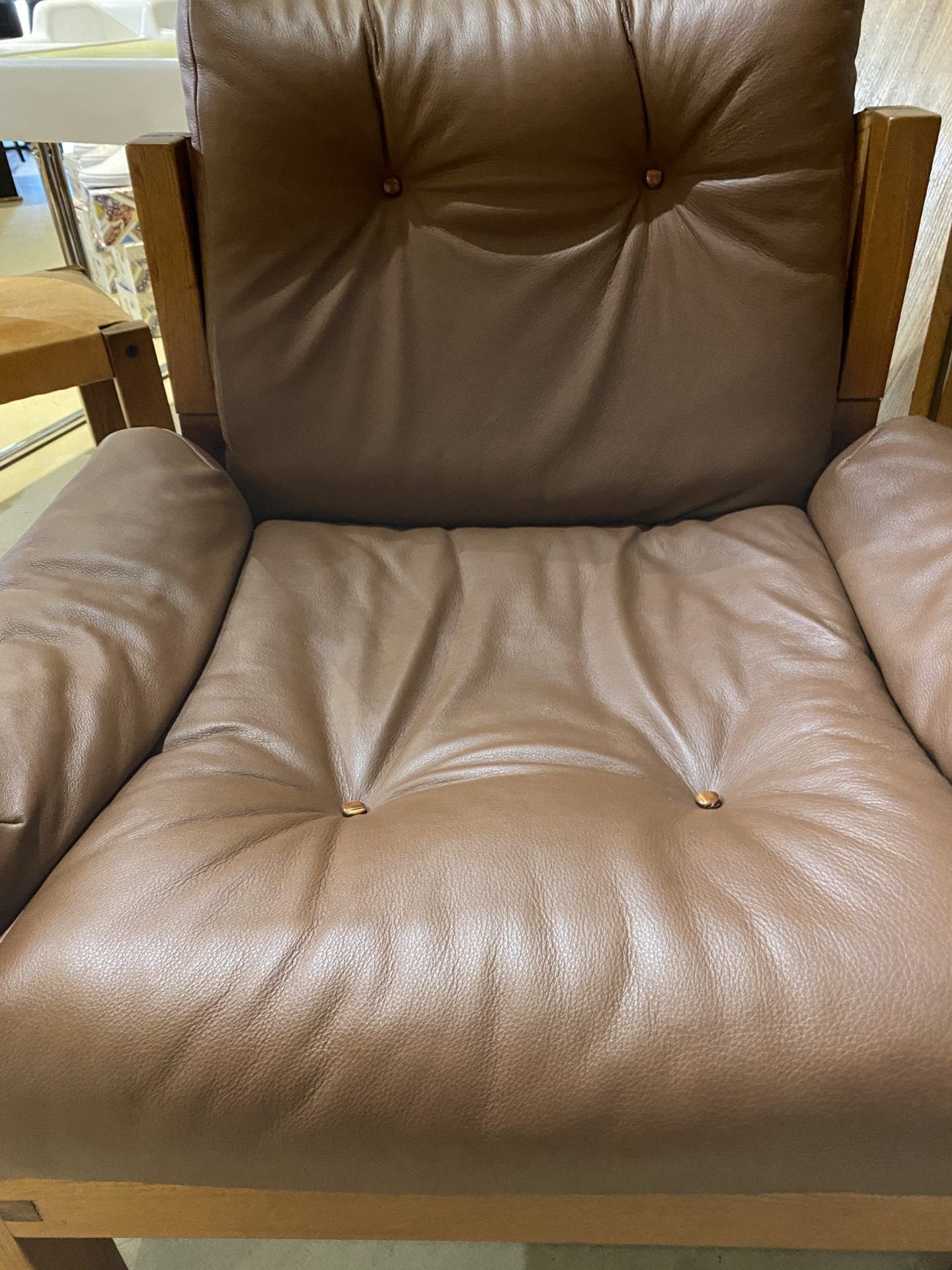 Fauteuil Design Pierre Chapo S15 en Orme et Cuir Connolly Occasion