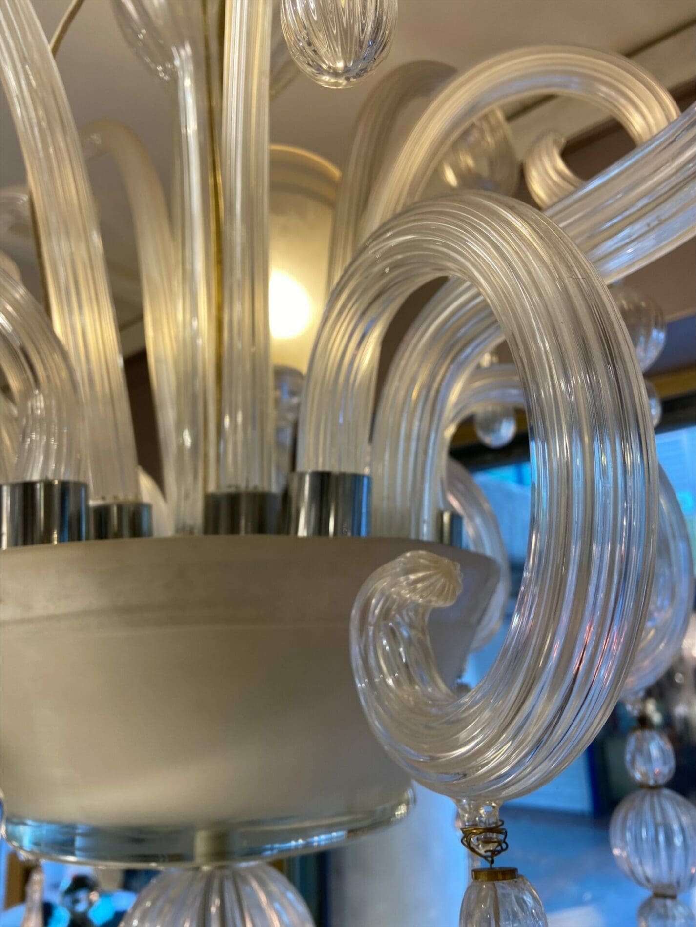 Suspension 3 globes en verre de Murano, circa 1950