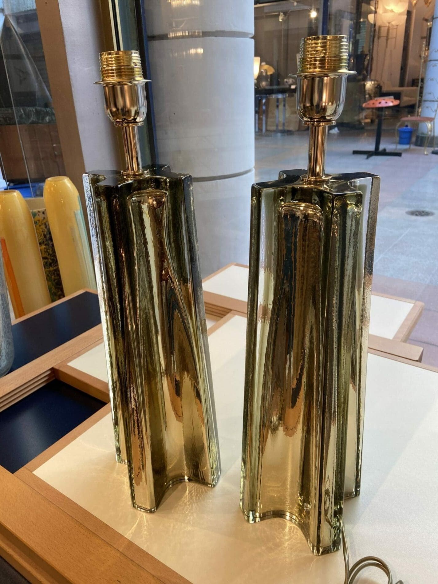 Stephano Toso – Paire de lampes Cross – Verre de Murano